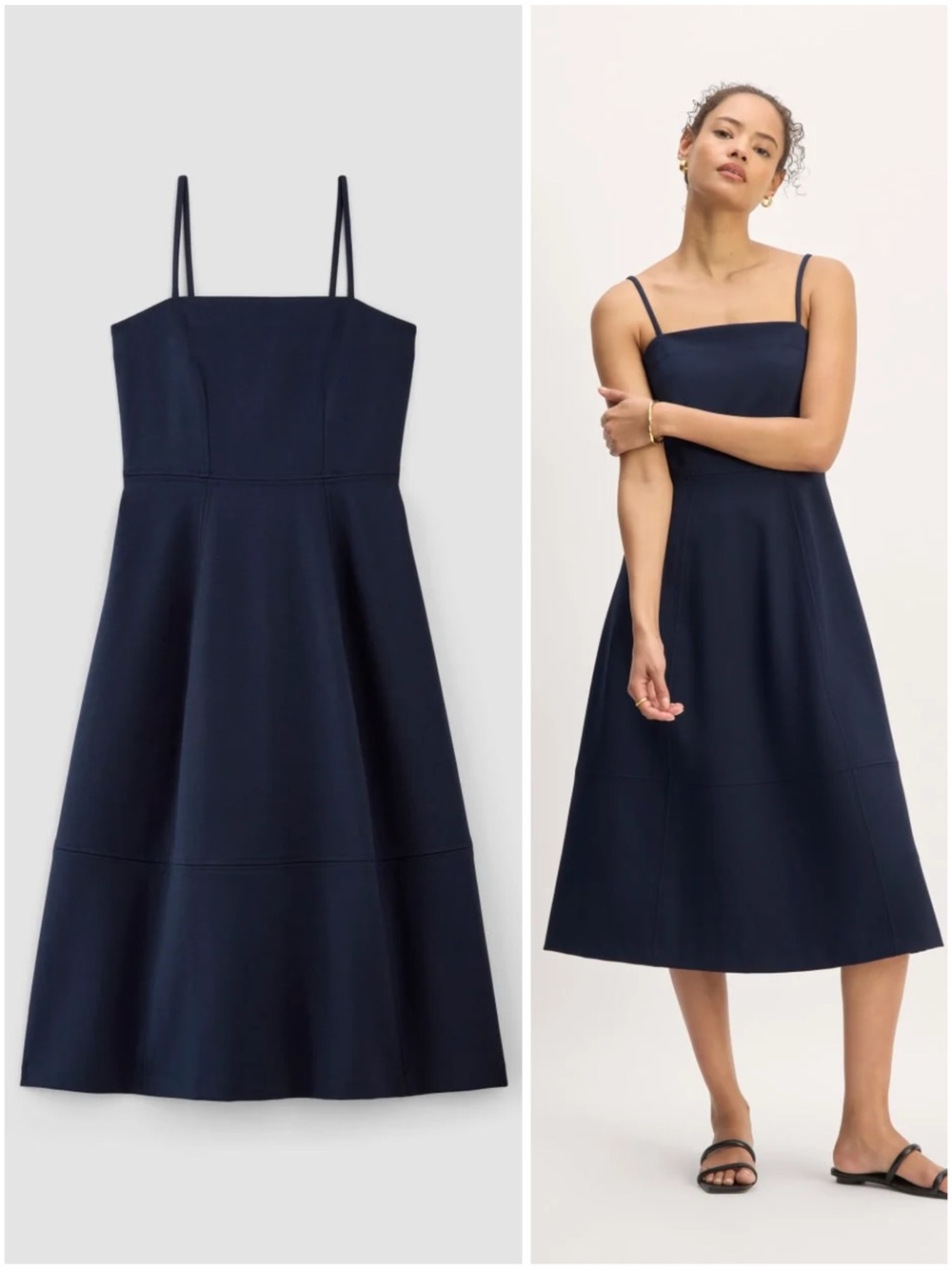 Everlane The Dream Everywhere Dress Navy Midi Fit Flare Tank Dress Medium NWT